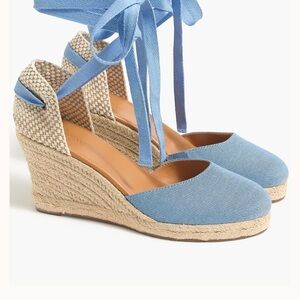 Blue Espadrille Wedge Sandals